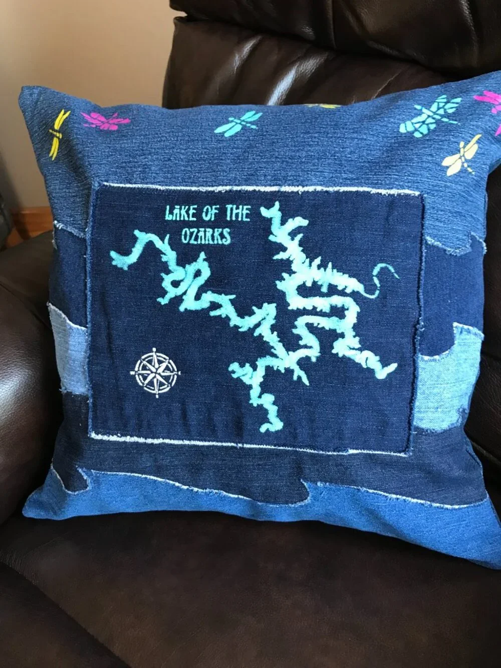 Lake of the Ozarks Pillow Cover 18 x 18 Summer House Cabin Decor Boating Fishing